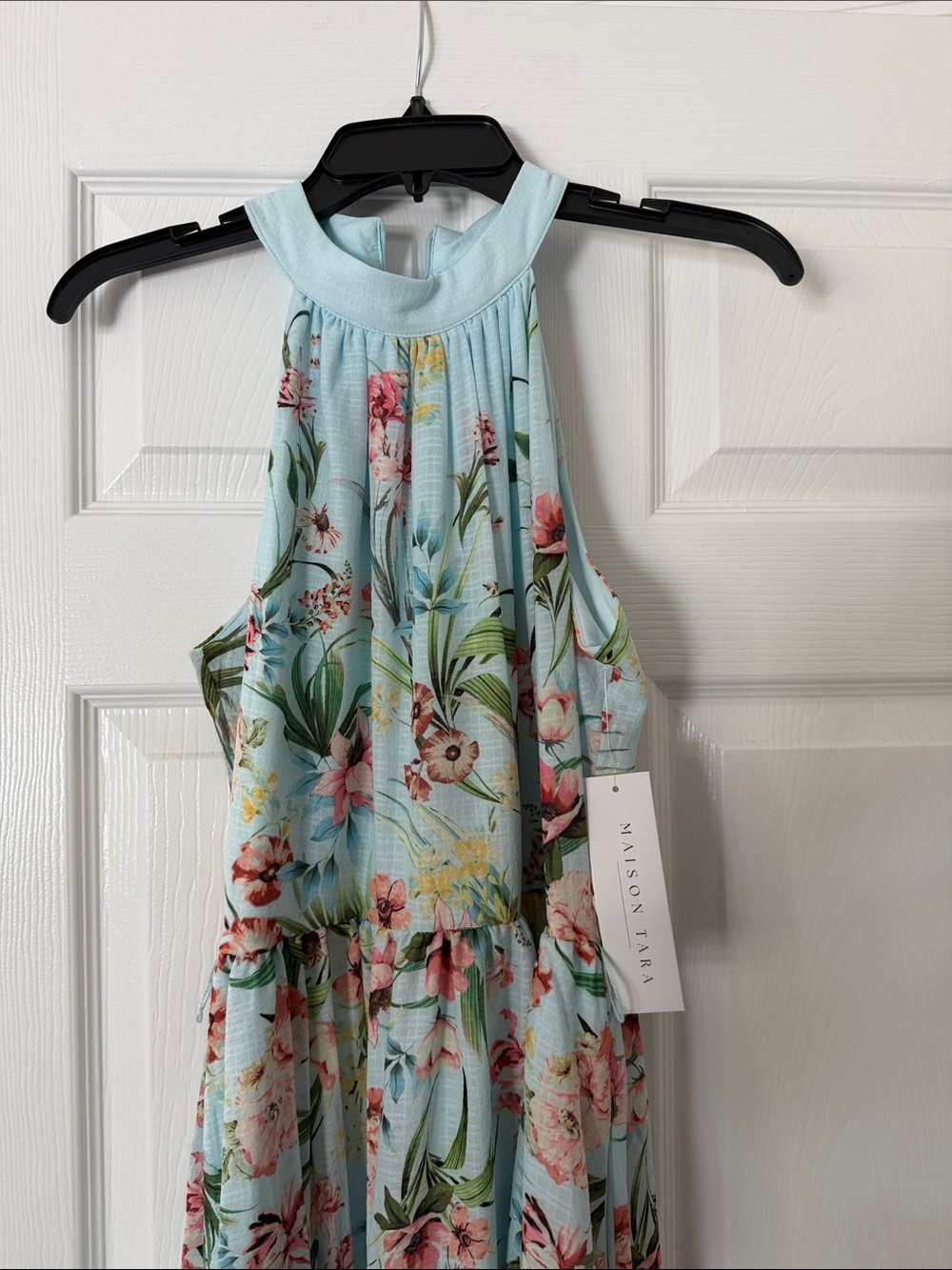 Maison Tara Pastel Blue Floral Halter Sundress - Picture 4 of 5